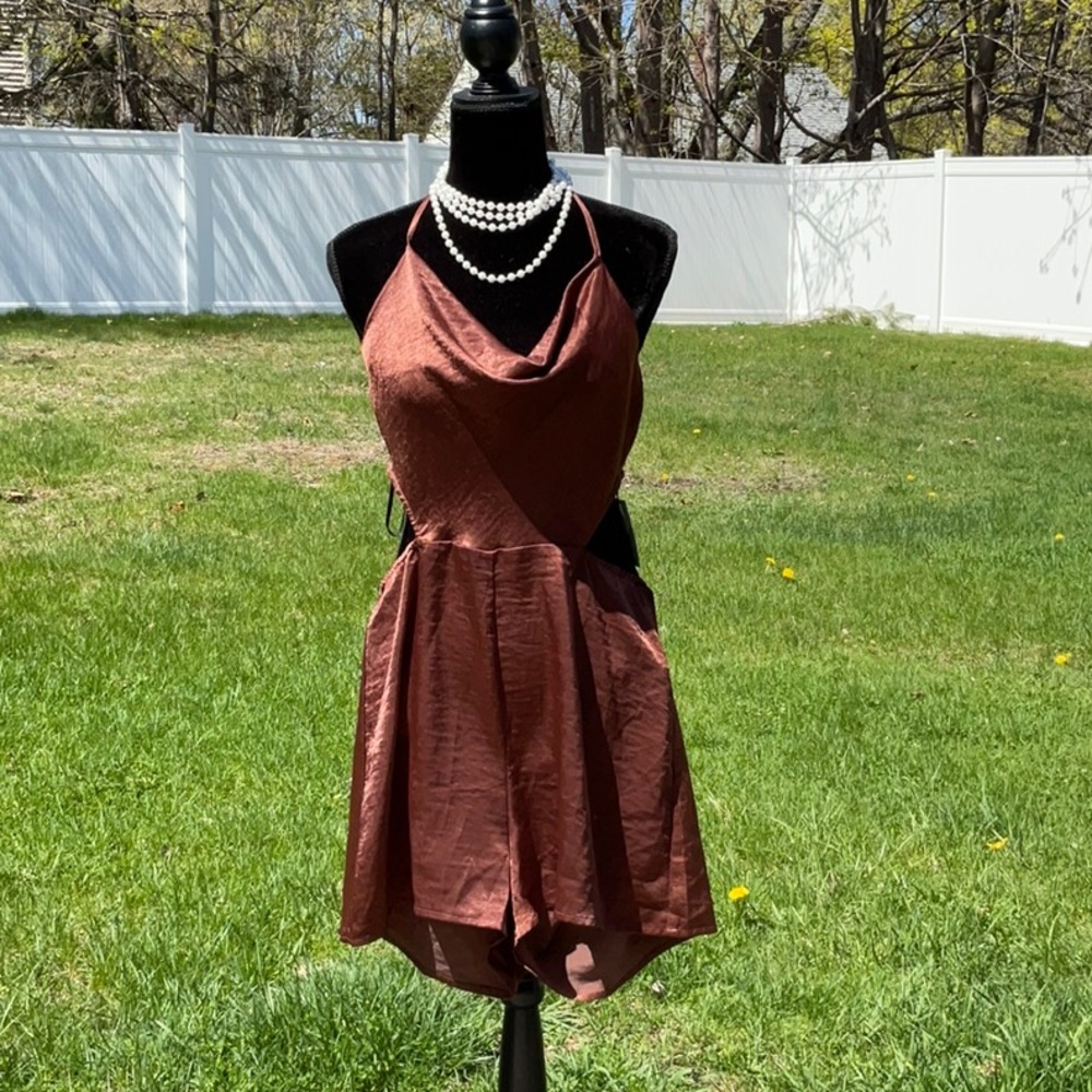 Forever 21 one piece brown Halter romper